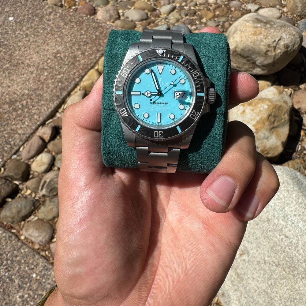 Turquoise Dial Stainless Steel Dive Watch